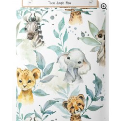 Coton jungle bleu