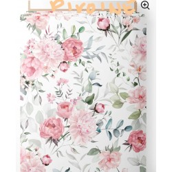 coton pivoine et feuilles